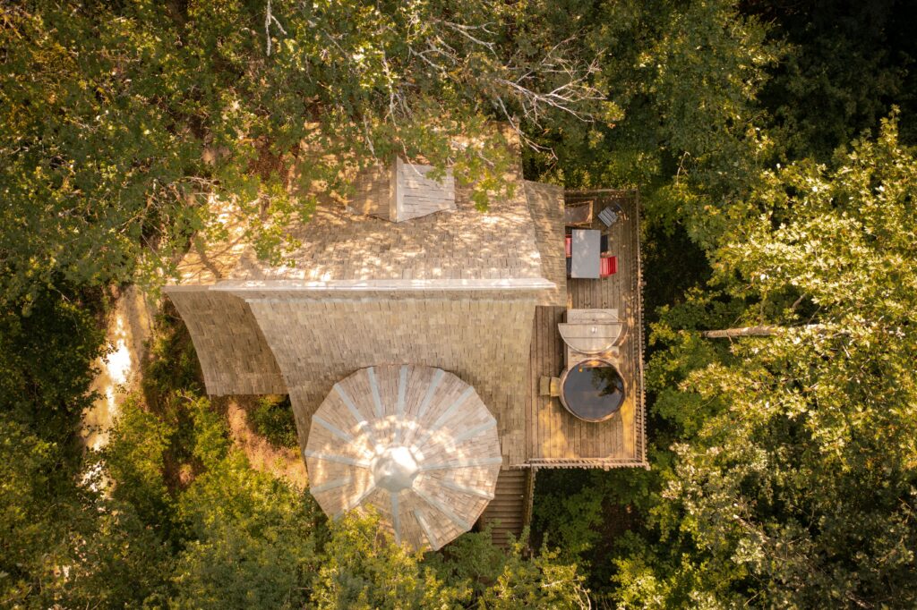 vue aérienne  - cabane féerique spa